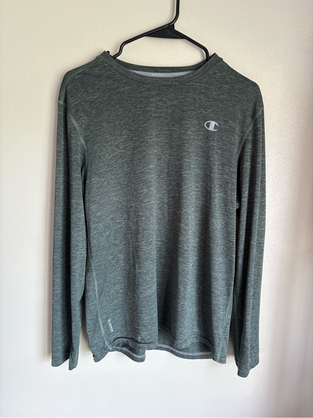 Champion Men’s Long Sleeve Heather Olive Green Performance Tee
